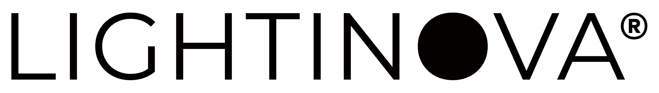 In het zwarte tekstlogo op een transparante achtergrond staat LICHTNOVA in vette, hoofdletters.