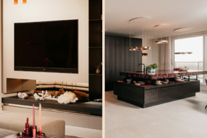 Dit penthouse in Zutphen bewijst hoe maatwerk rust en eenheid creëert. Door materialen zoals eucalyptus en brons overal terug te laten komen, vloeien de woonkamer, keuken en slaapkamer naadloos in elkaar over.